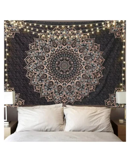Edeesky Black Mandala Tapestry Wall Hanging Psychedelic Wall Tapestry Aesthetic Indian Hippie Decor Bohemian Art Boho Home Decoration for Bedroom,Living Room,Dorm
