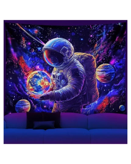 NYZE Astronaut Space Tapestry for Bedroom, Glow in the Dark Room Decor Wall Tapestries, Cool Galaxy Planet Wall Hanging, Wall Hanging for Men Guys Gamer Room Dorm Living Room 59in×51in