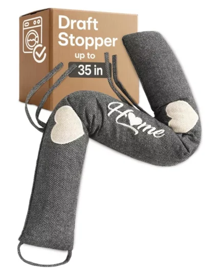 Door Draft Stopper 35 Inch - Weighted Door Draft Blocker with Washable Cover - Easy Installation - Wind, Cold & Noise Guard - Gray